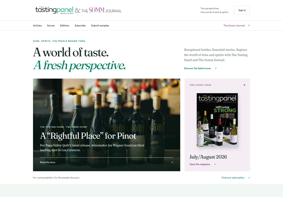 The Tasting Panel — captura de la plataforma